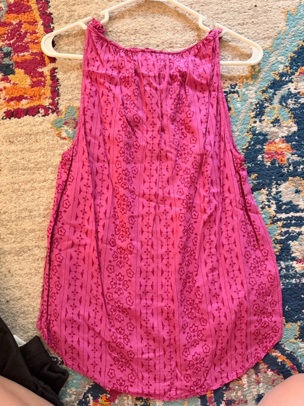 LOFT Fuchsia Printed Sleeveless Tie Top - Picture 4 of 5
